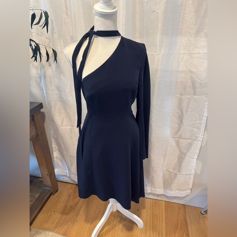 Cinq A Sept Navy One-Shoulder Dress